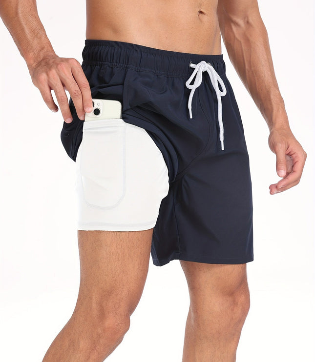 Men's Quick-Dry Swim Shorts with Inner Pocket Liner