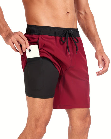 Men's Quick-Dry Swim Shorts with Inner Pocket Liner