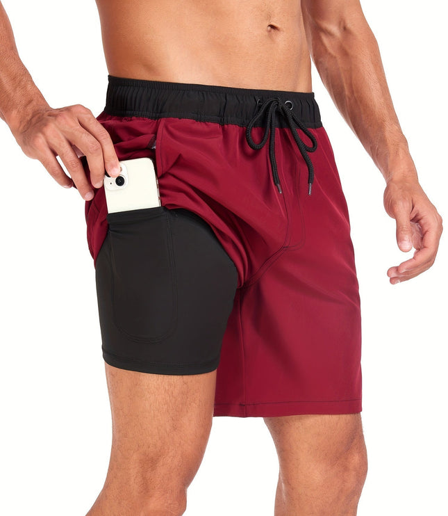 Men's Quick-Dry Swim Shorts with Inner Pocket Liner