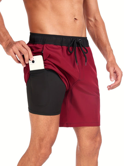Men's Quick-Dry Swim Shorts with Inner Pocket Liner