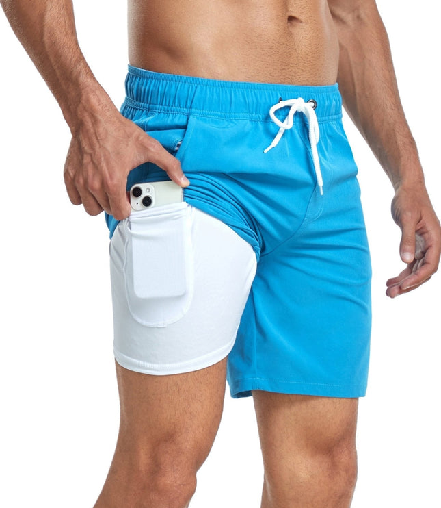 Men's Quick-Dry Swim Shorts with Inner Pocket Liner
