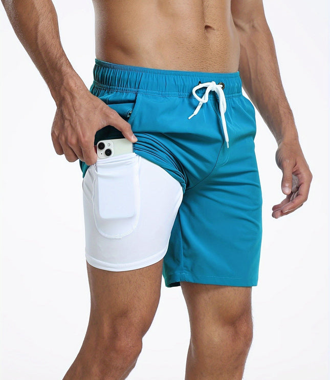 Men's Quick-Dry Swim Shorts with Inner Pocket Liner