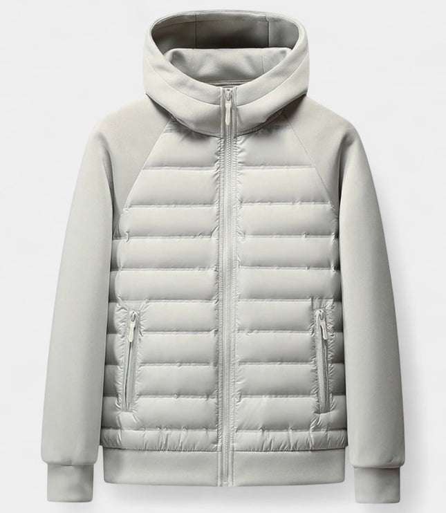 Men's Quilted Hooded Jacket with Stretch Panels