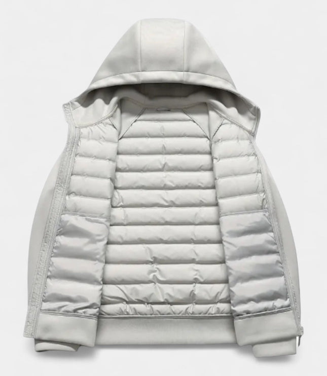 Men's Quilted Hooded Jacket with Stretch Panels