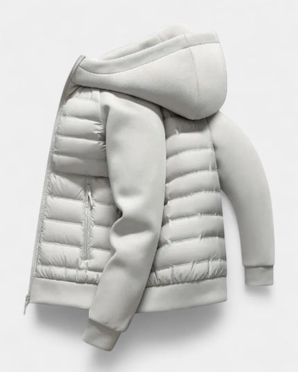 Men's Quilted Hooded Jacket with Stretch Panels