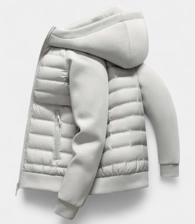 Men's Quilted Hooded Jacket with Stretch Panels