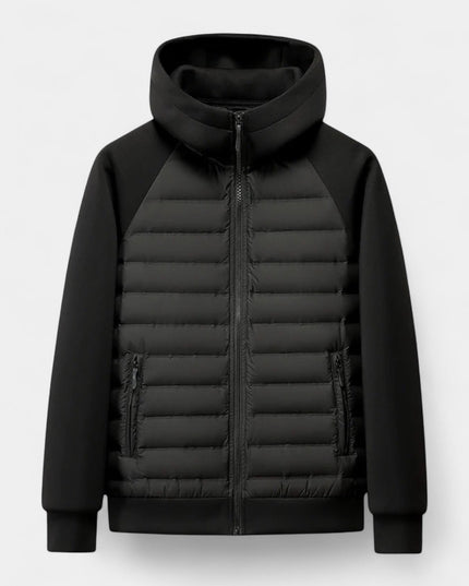 Men's Quilted Hooded Jacket with Stretch Panels