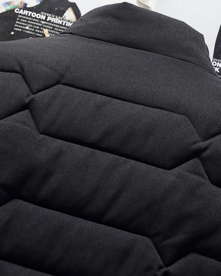 Men's Quilted Puffer Jacket with Stand Collar