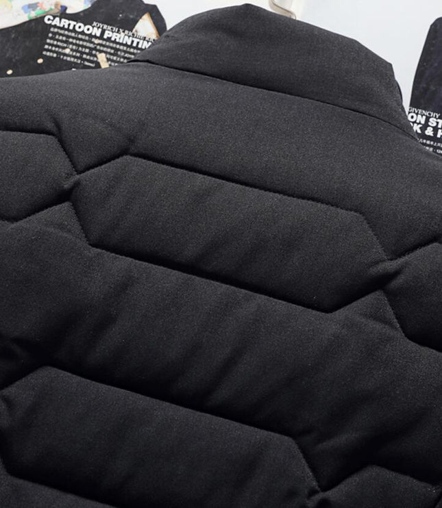 Men's Quilted Puffer Jacket with Stand Collar