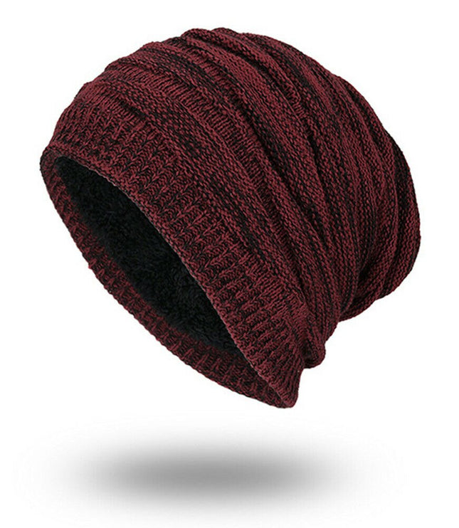 Men's Ribbed Knit Beanie with Fleece Lining