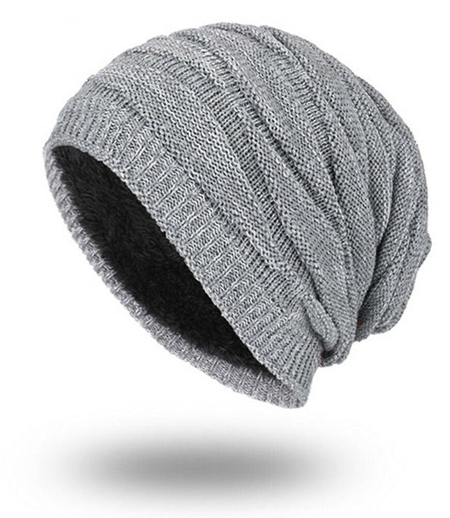 Men's Ribbed Knit Beanie with Fleece Lining