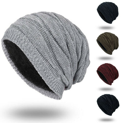 Men's Ribbed Knit Beanie with Fleece Lining