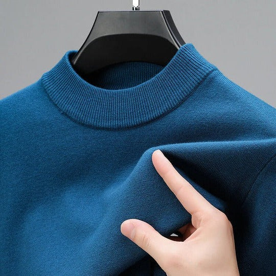 Men's Ribbed Mock Neck Knit Jumper