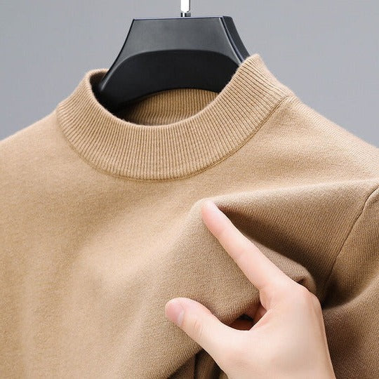 Men's Ribbed Mock Neck Knit Jumper