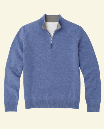 Men's Ribbed Mock Neck Sweater with Zip Placket