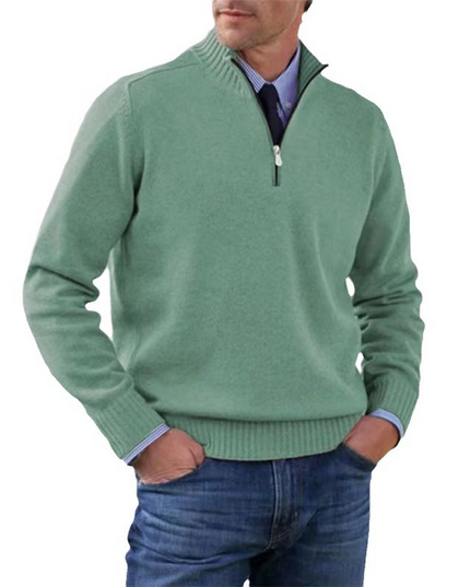 Men's Ribbed Quarter-Zip Stand Collar Sweater