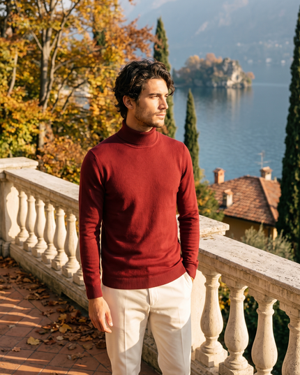 Men's Ribbed Turtleneck Jumper with a Close Fit