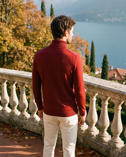 Men's Ribbed Turtleneck Jumper with a Close Fit