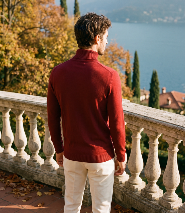 Men's Ribbed Turtleneck Jumper with a Close Fit