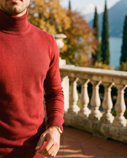 Men's Ribbed Turtleneck Jumper with a Close Fit