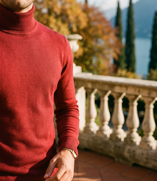 Men's Ribbed Turtleneck Jumper with a Close Fit