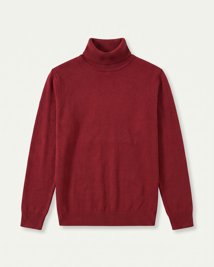 Men's Ribbed Turtleneck Jumper with a Close Fit