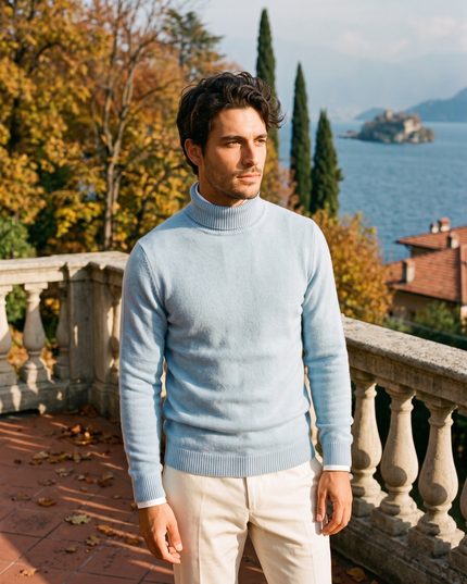 Men's Ribbed Turtleneck Jumper with a Close Fit