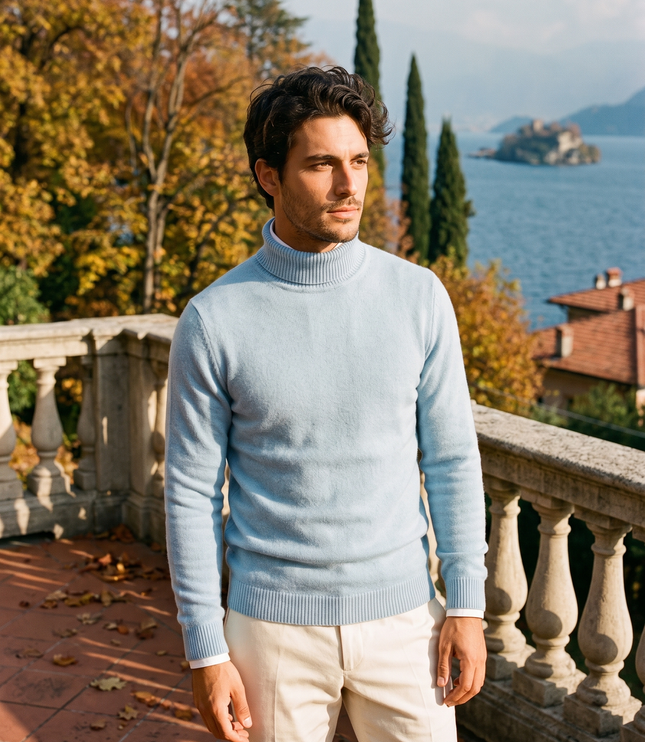 Men's Ribbed Turtleneck Jumper with a Close Fit