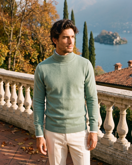Men's Ribbed Turtleneck Jumper with a Close Fit