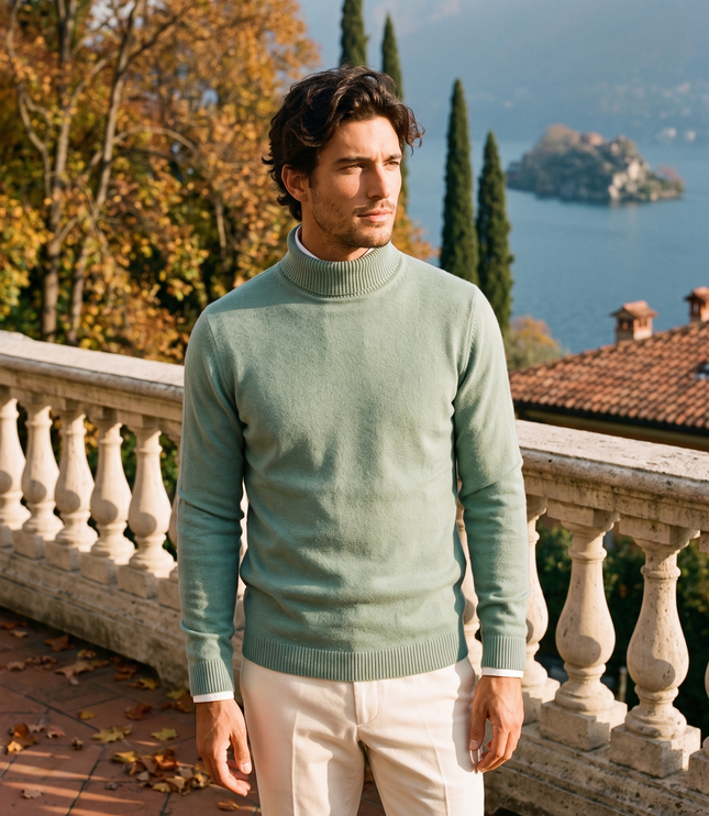 Men's Ribbed Turtleneck Jumper with a Close Fit