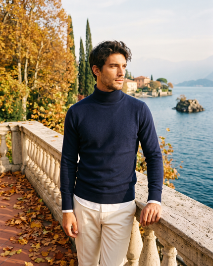 Men's Ribbed Turtleneck Jumper with a Close Fit