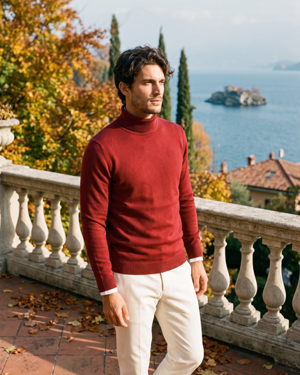 Men's Ribbed Turtleneck Jumper with a Close Fit