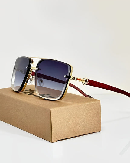Men's Rimless Square Aviator Sunglasses with Gradient Lenses