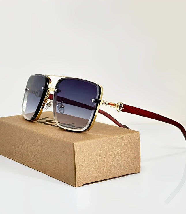 Men's Rimless Square Aviator Sunglasses with Gradient Lenses
