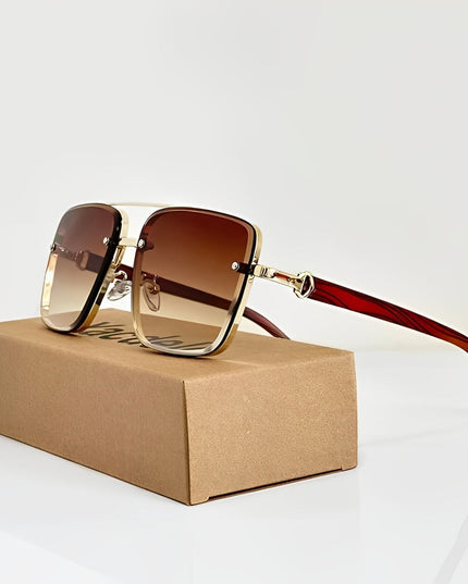 Men's Rimless Square Aviator Sunglasses with Gradient Lenses