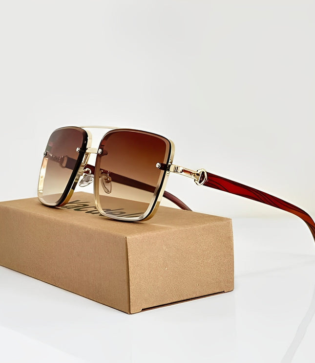 Men's Rimless Square Aviator Sunglasses with Gradient Lenses