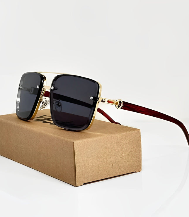 Men's Rimless Square Aviator Sunglasses with Gradient Lenses