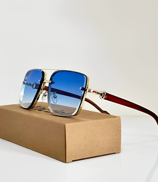 Men's Rimless Square Aviator Sunglasses with Gradient Lenses