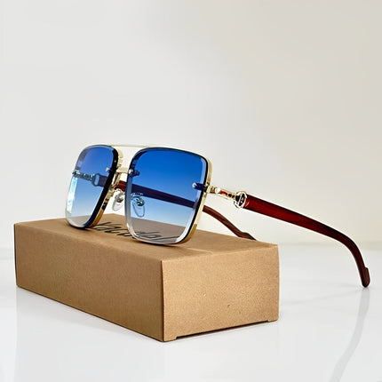 Men's Rimless Square Aviator Sunglasses with Gradient Lenses