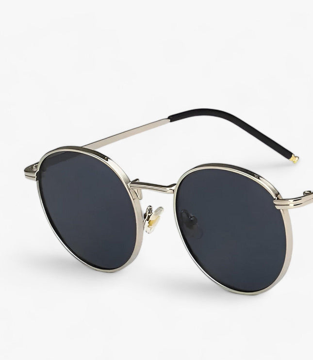 Men's Round Metal Frame Sunglasses with Tinted Lenses