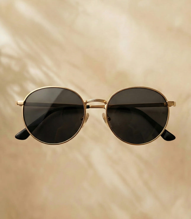 Men's Round Metal Frame Sunglasses with Tinted Lenses
