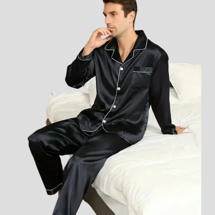 Men's Satin Pajama Set with Chest Pocket