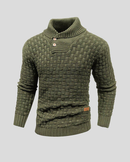 Men's Shawl Collar Sweater with Basketweave Knit