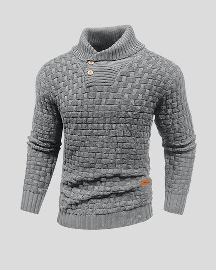 Men's Shawl Collar Sweater with Basketweave Knit
