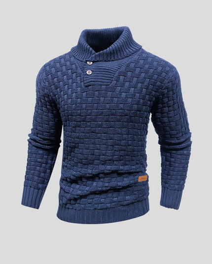 Men's Shawl Collar Sweater with Basketweave Knit