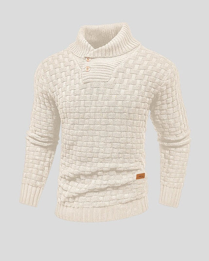 Men's Shawl Collar Sweater with Basketweave Knit