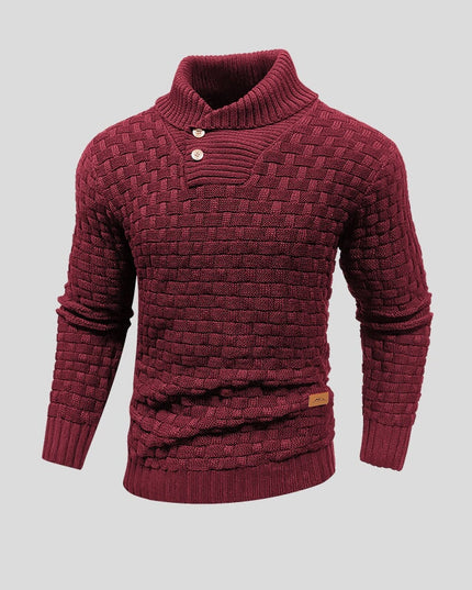 Men's Shawl Collar Sweater with Basketweave Knit