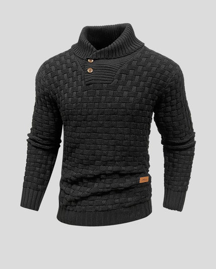 Men's Shawl Collar Sweater with Basketweave Knit