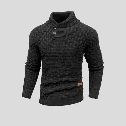 Men's Shawl Collar Sweater with Basketweave Knit