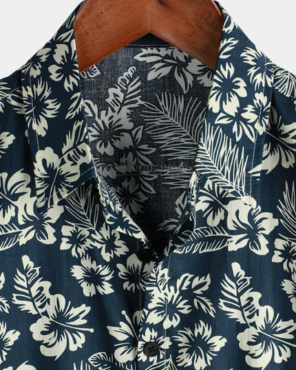 Men's Short Sleeve Hawaiian Print Shirt with a Button Front